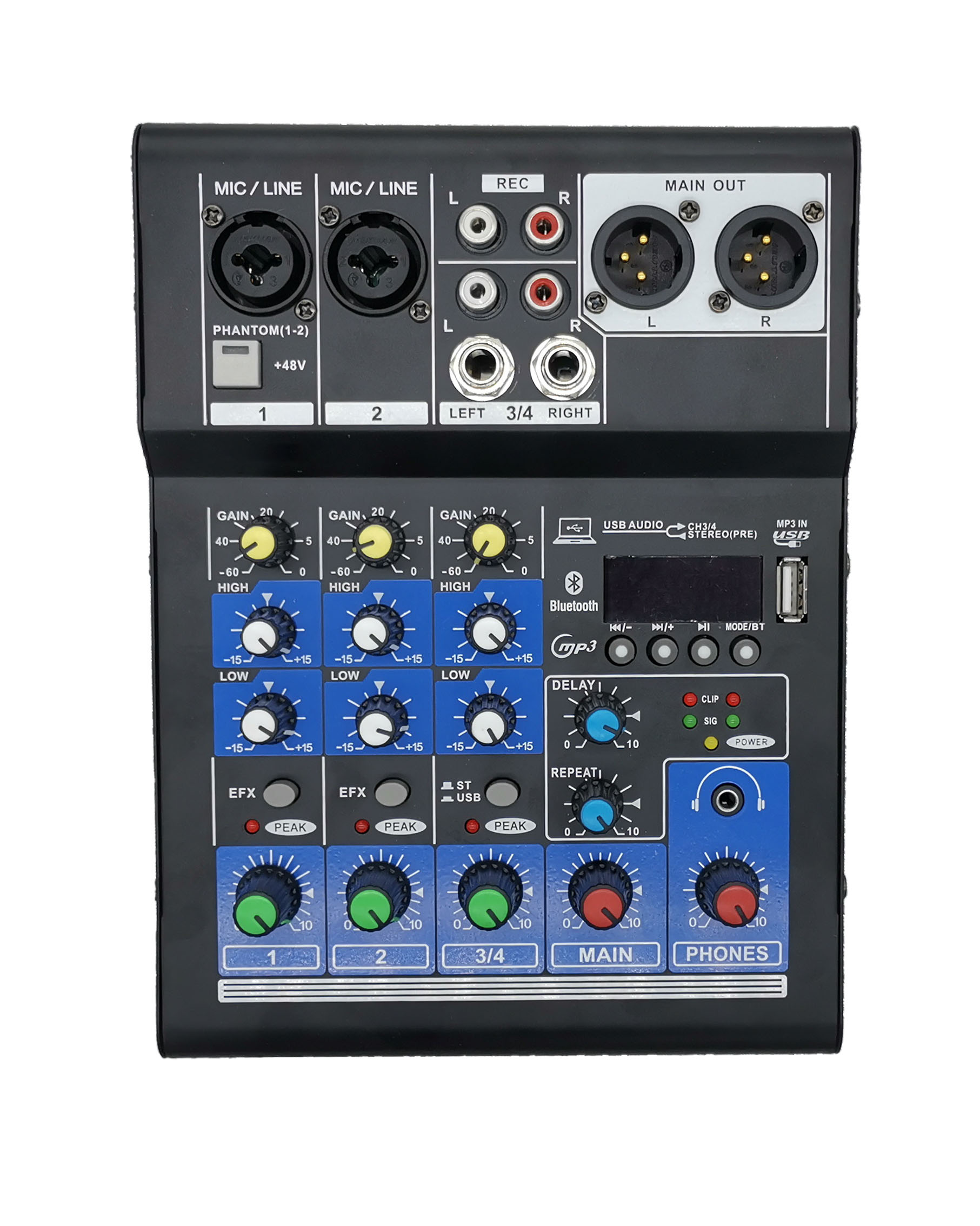 DX-04 Wholesale Cheap price sound mixer updated 6 channel series blue tooth function audio mixer console with USB mini dj mixer