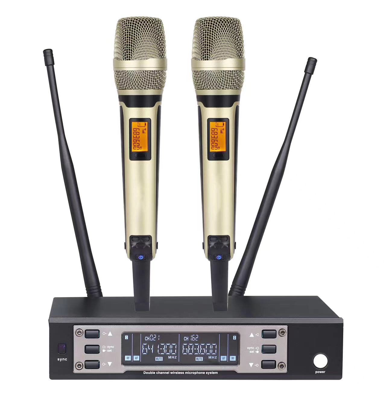 JS-260 Two Microphone Adjustable Frequency Wireless Dynamic Microphone